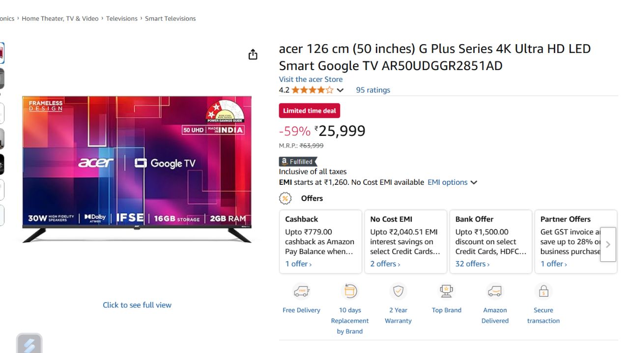 50-inch Smart TV Under 30000