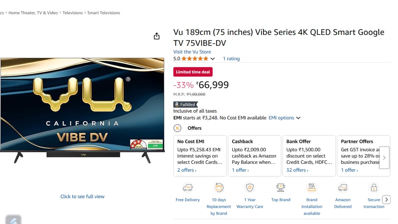 75 inch Smart TV Deals