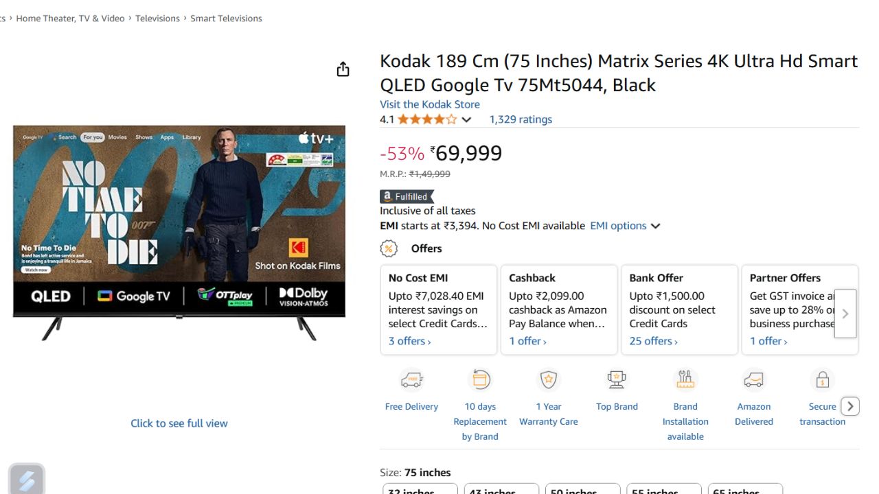 75 inch Smart TV Deals
